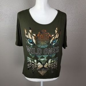 Hi-Lo Gaze Wild Ones Cat Face Open Back SS Shirt M